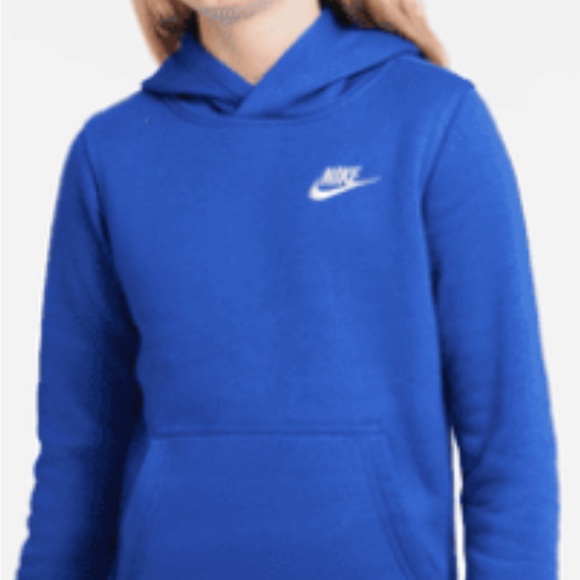 NWT Nike Big Kids’ (Boys’) Sportswear Club Pullover Hoodie Game Blue/White Large - Picture 2 of 9